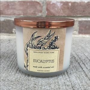 Bath and Body Works Eucalyptus 3 Wick Candle NEW Copper Lid Stress Relief Spa